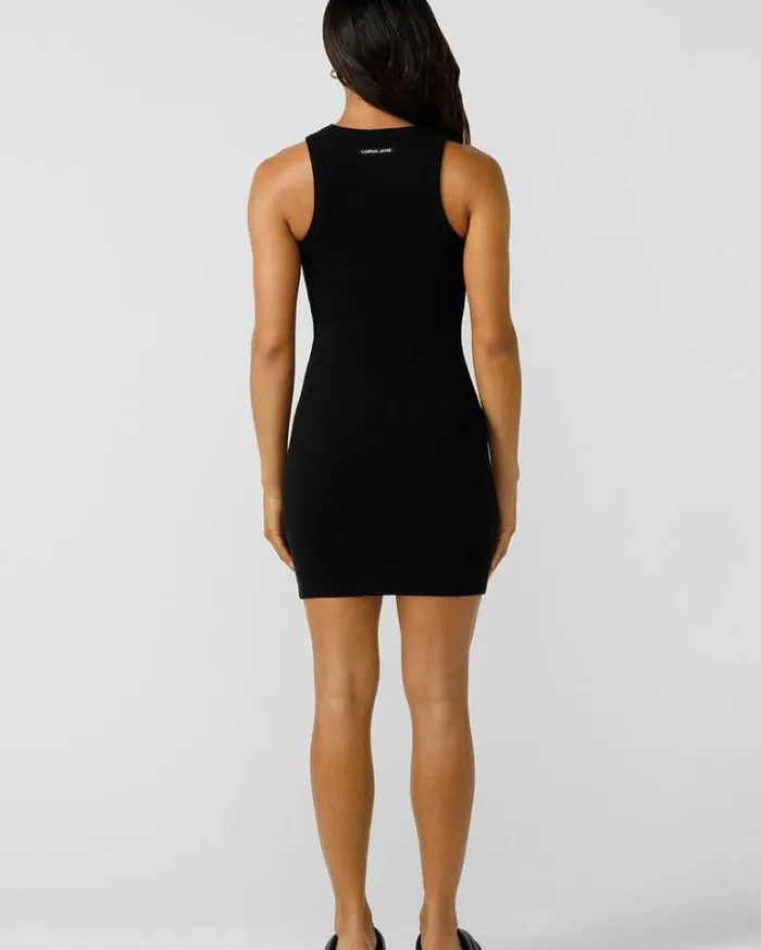 Women LORNA JANE Skirts And Dresses On The Move Rib Tank Dress Black