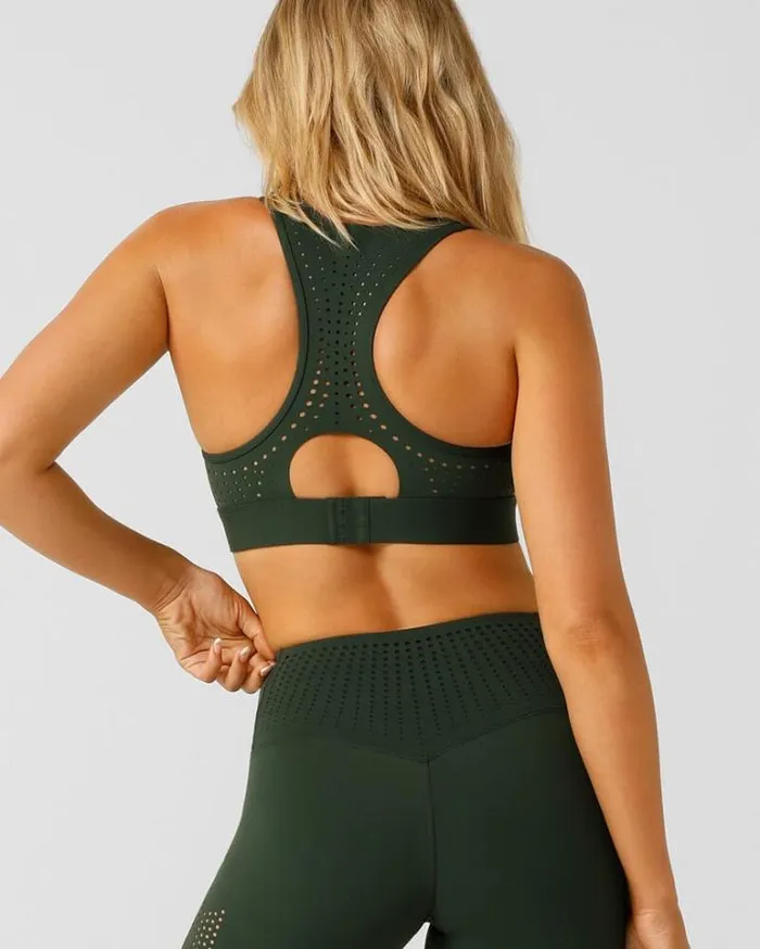 Women LORNA JANE Sports Bras Aero Fit High Support Sports Bra Fig Green