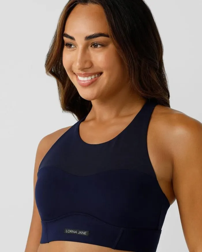 Women LORNA JANE Sports Bras Full Coverage Support Sports Bra French Navy