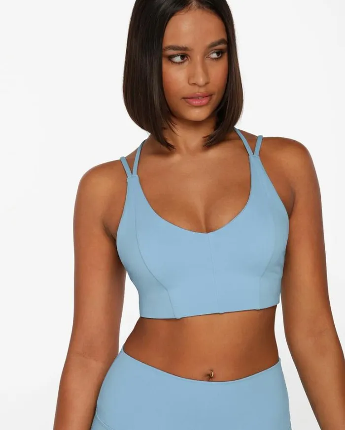 Women LORNA JANE Sports Bras Half Time Recycled Longline Sports Bra Moontide