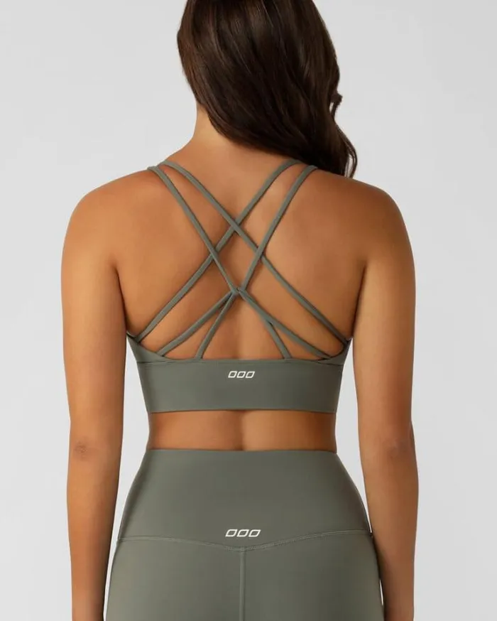 Women LORNA JANE Sports Bras Lotus Longline Sports Bra Dark Matcha