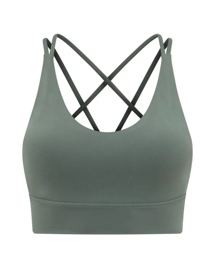 Women LORNA JANE Sports Bras Lotus Longline Sports Bra Dark Matcha