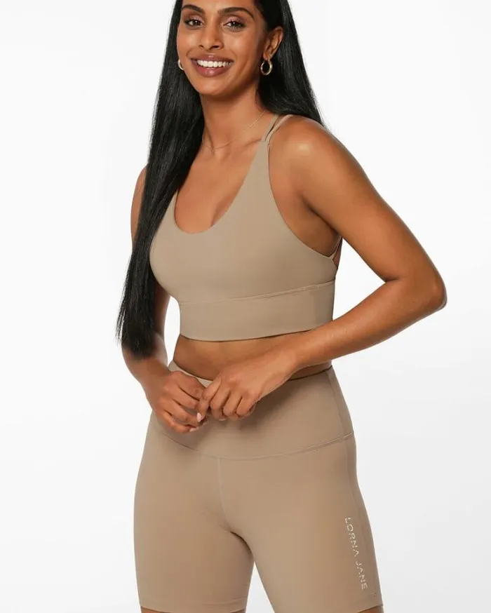 Women LORNA JANE Sports Bras Lotus Longline Sports Bra Dark Off White