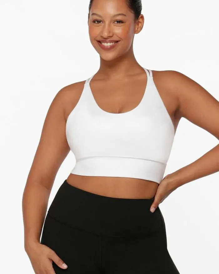 Women LORNA JANE Sports Bras Lotus Longline Sports Bra White