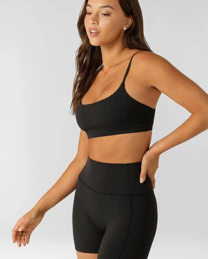 Women LORNA JANE Sports Bras Refine Sports Bra Black Monogram Print