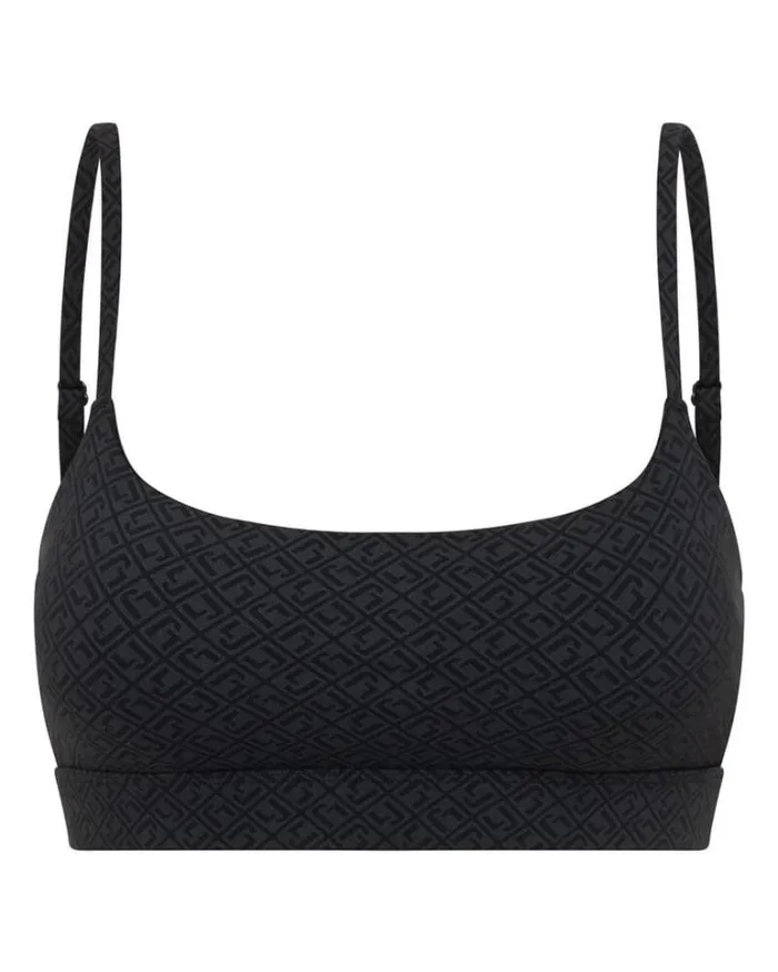 Women LORNA JANE Sports Bras Refine Sports Bra Black Monogram Print