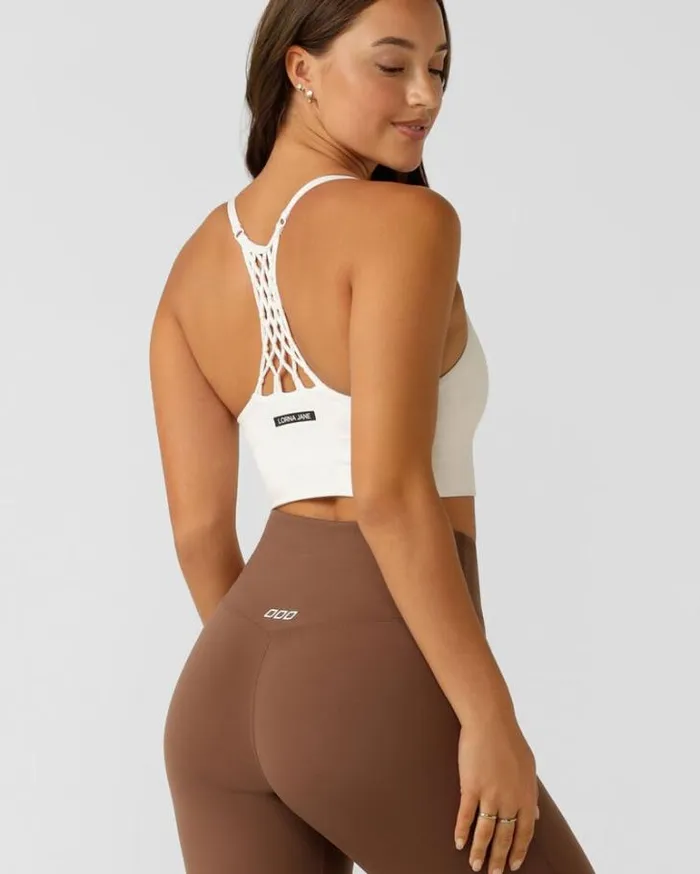 Women LORNA JANE Sports Bras Reset Longline Bra Tank Combo Porcelain