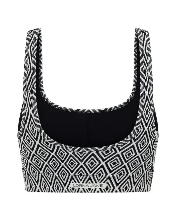 Women LORNA JANE Sports Bras Retro Seamless Sports Bra Monochrome Argyle Print