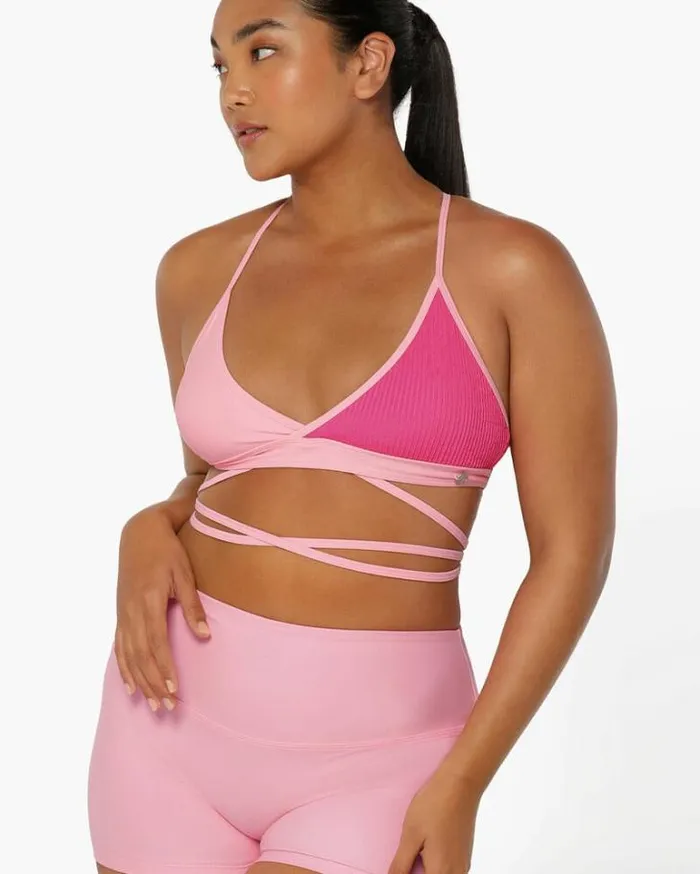 Women LORNA JANE Swimwear Cali Contrast Swim Bra Hot Fuchsia