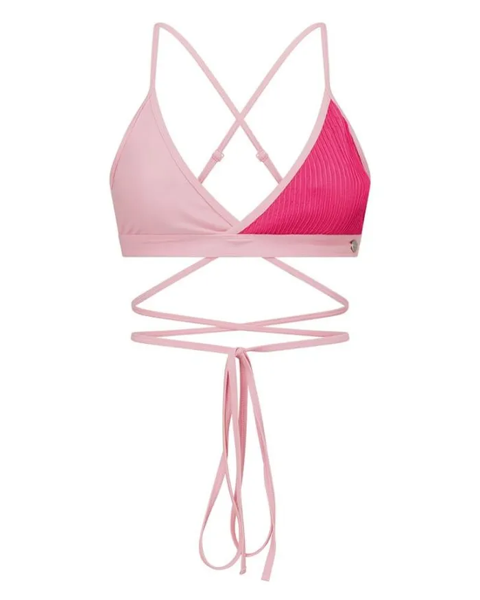 Women LORNA JANE Swimwear Cali Contrast Swim Bra Hot Fuchsia