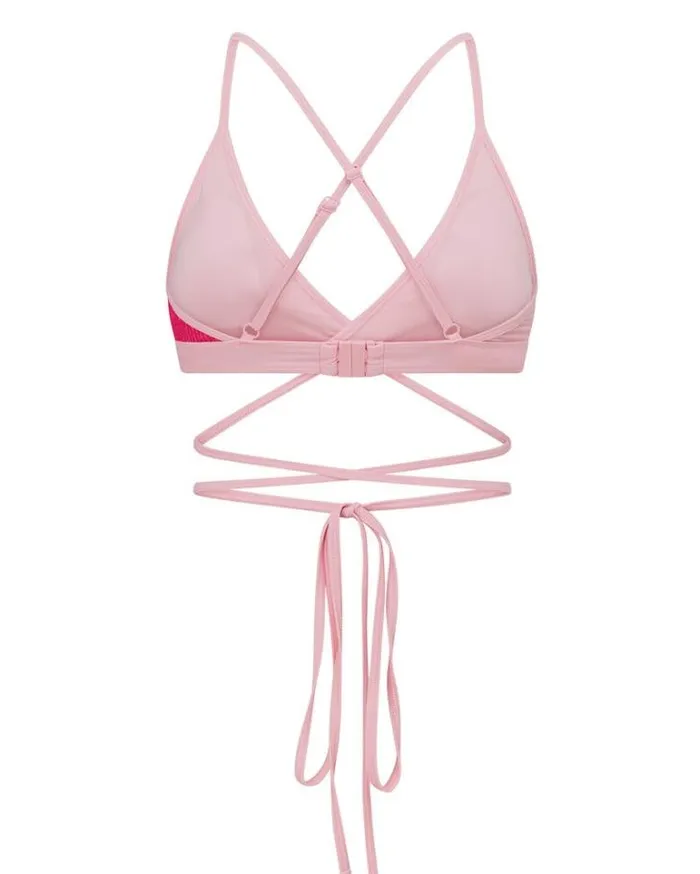 Women LORNA JANE Swimwear Cali Contrast Swim Bra Hot Fuchsia
