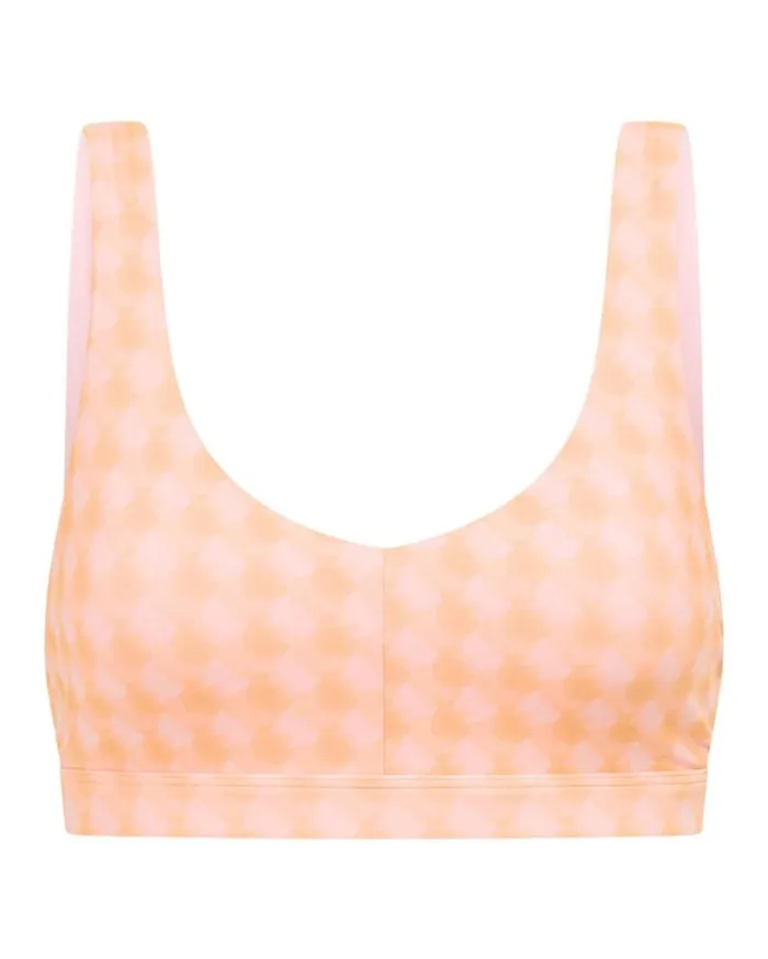 Women LORNA JANE Swimwear Reversible Swim Sports Bra Watercolour Check Print