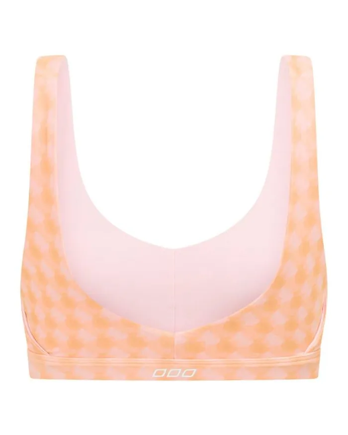 Women LORNA JANE Swimwear Reversible Swim Sports Bra Watercolour Check Print