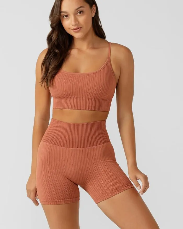 Women LORNA JANE Swimwear Seamless Swim Bike Short Rust