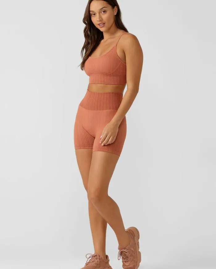 Women LORNA JANE Swimwear Seamless Swim Bike Short Rust