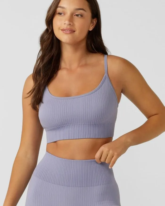 Women LORNA JANE Swimwear Seamless Swim Longline Sports Bra Lavender