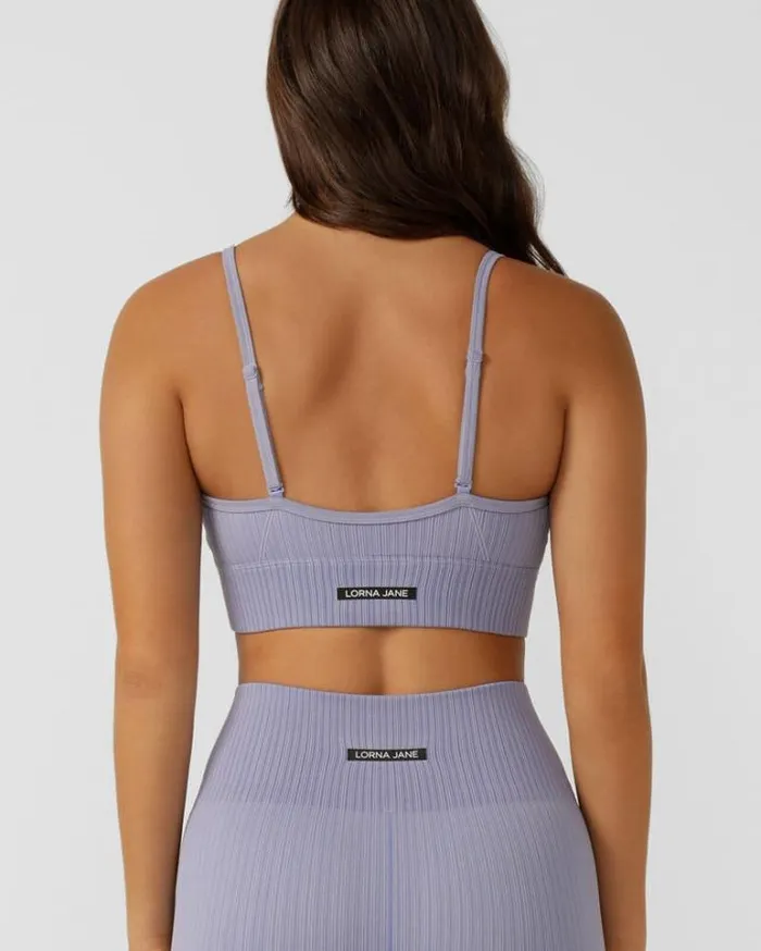 Women LORNA JANE Swimwear Seamless Swim Longline Sports Bra Lavender