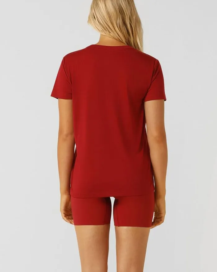 Women LORNA JANE Tanks Lotus TShirt Cherry