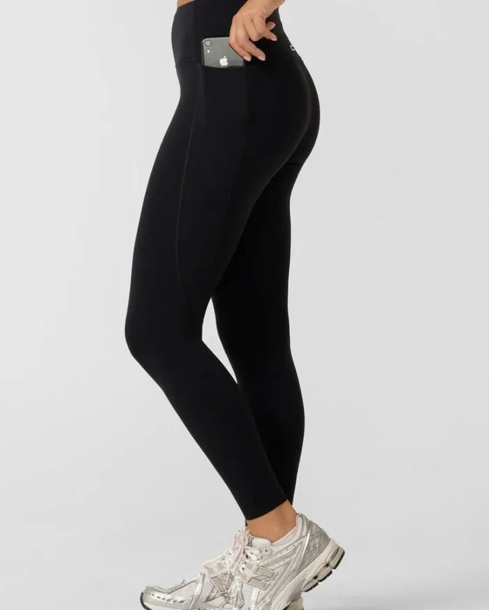 Women LORNA JANE Tights And Leggings Agile Recycled No Ride 3 Pocket Ankle Biter Leggings Midnight Blue