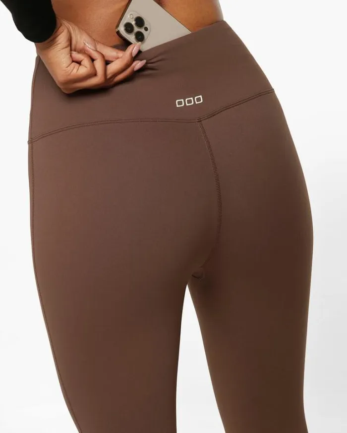 Women LORNA JANE Tights And Leggings All Day Lotus Thermal No Chafe Full Length Leggings Chocolate