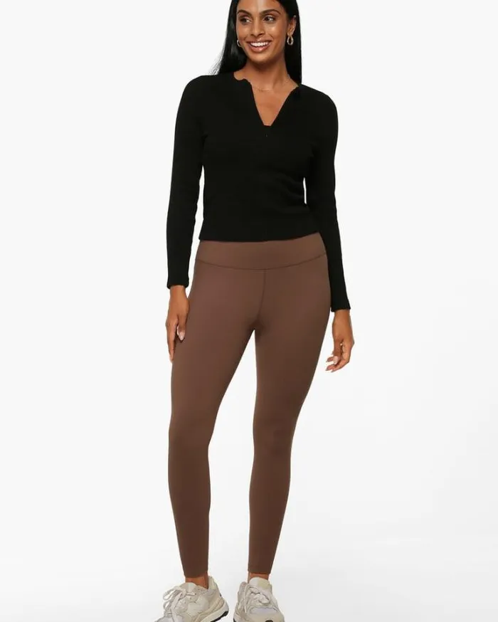 Women LORNA JANE Tights And Leggings All Day Lotus Thermal No Chafe Full Length Leggings Chocolate