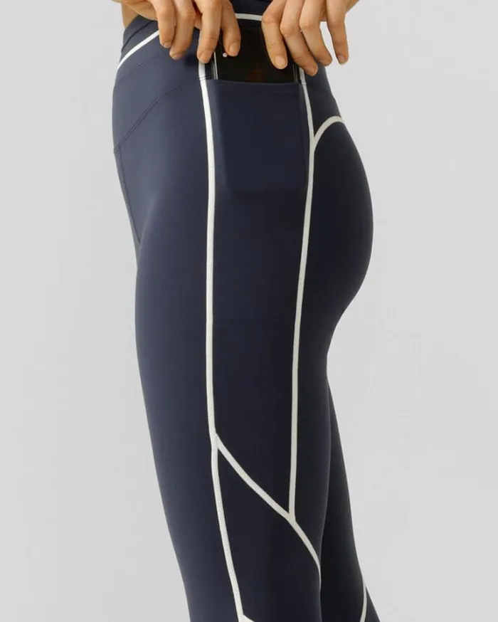 Women LORNA JANE Tights And Leggings Core Stability Full Length Leggings Platinum Navy