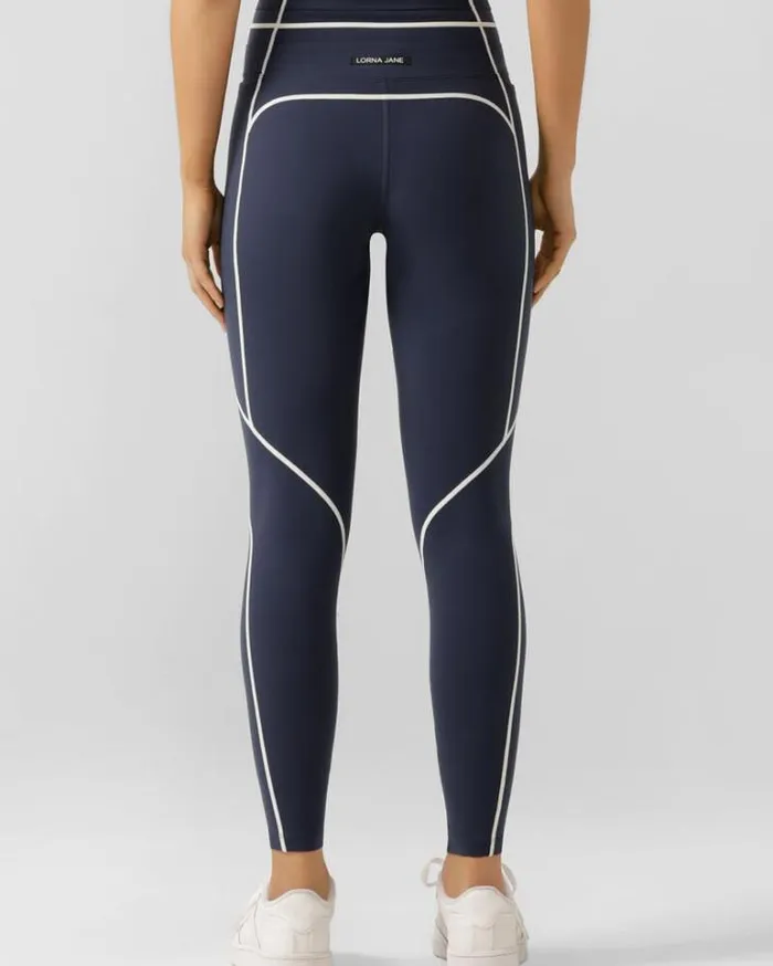 Women LORNA JANE Tights And Leggings Core Stability Full Length Leggings Platinum Navy