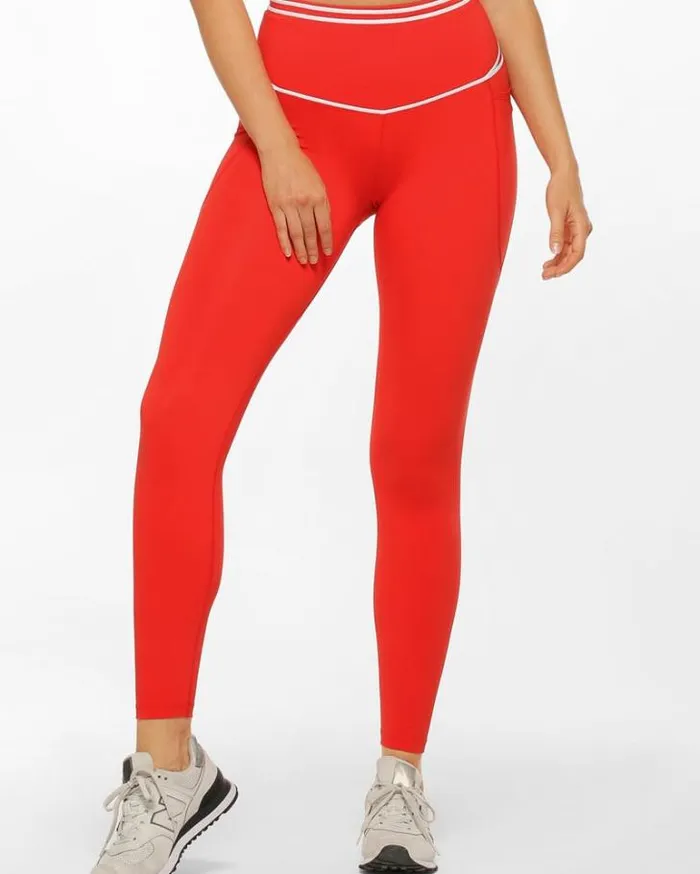 Women LORNA JANE Tights And Leggings Fast Pace Recycled Booty Full Length Leggings Hot Tomato