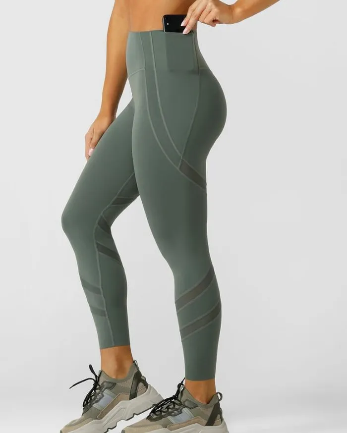 Women LORNA JANE Tights And Leggings Formation 2Pocket Recycled Ankle Biter Leggings Agave Green