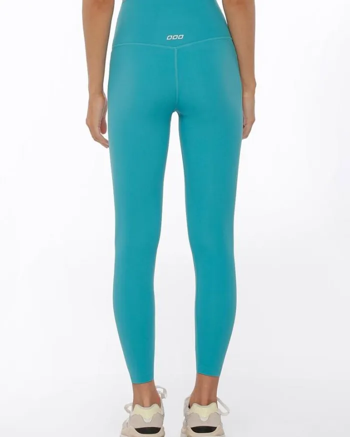 Women LORNA JANE Tights And Leggings HiFold Lotus Ankle Biter Leggings Aqua Buzz
