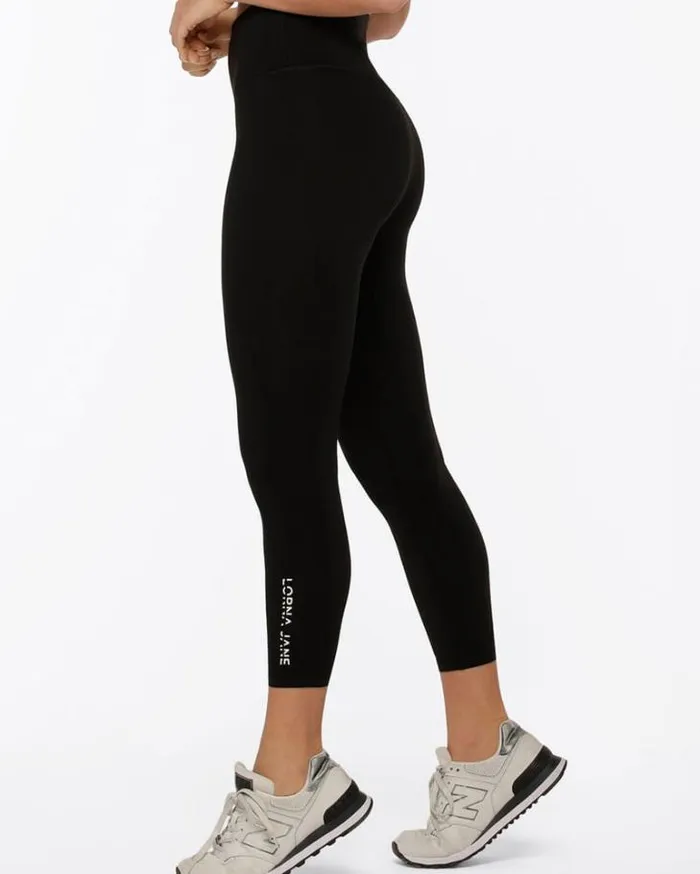 Women LORNA JANE Tights And Leggings HiFold Lotus Ankle Biter Leggings Black