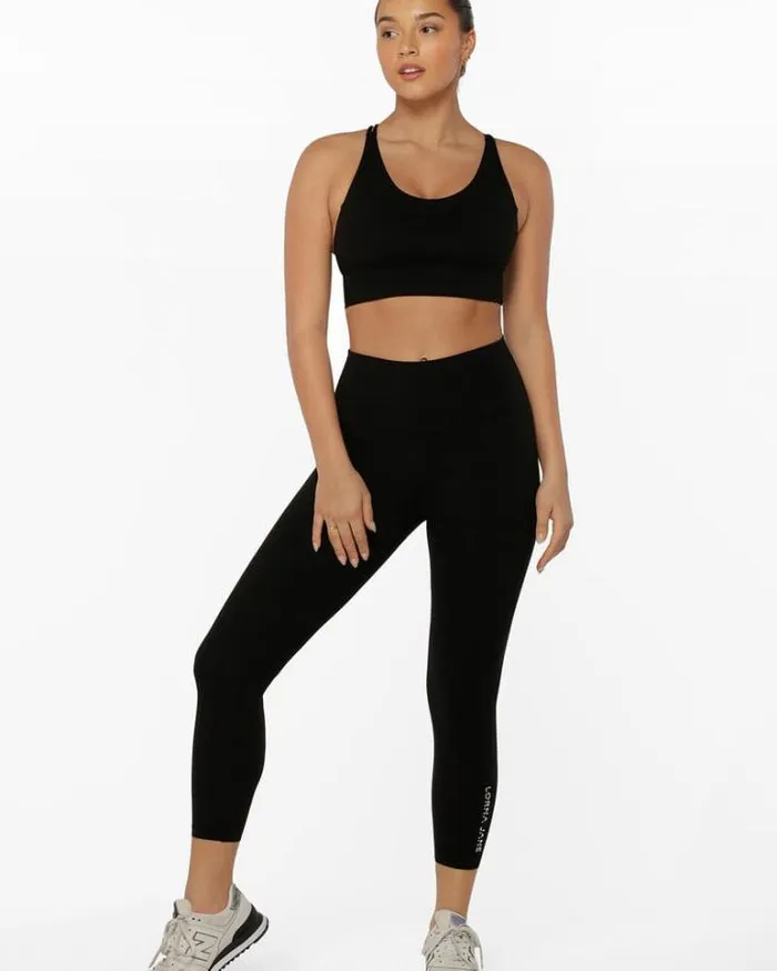 Women LORNA JANE Tights And Leggings HiFold Lotus Ankle Biter Leggings Black