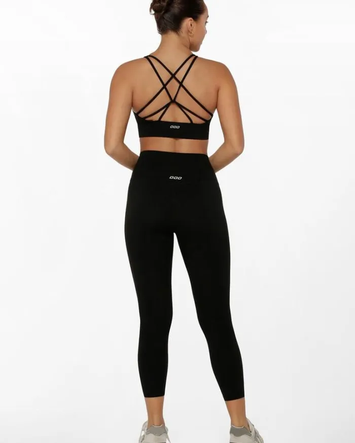 Women LORNA JANE Tights And Leggings HiFold Lotus Ankle Biter Leggings Black