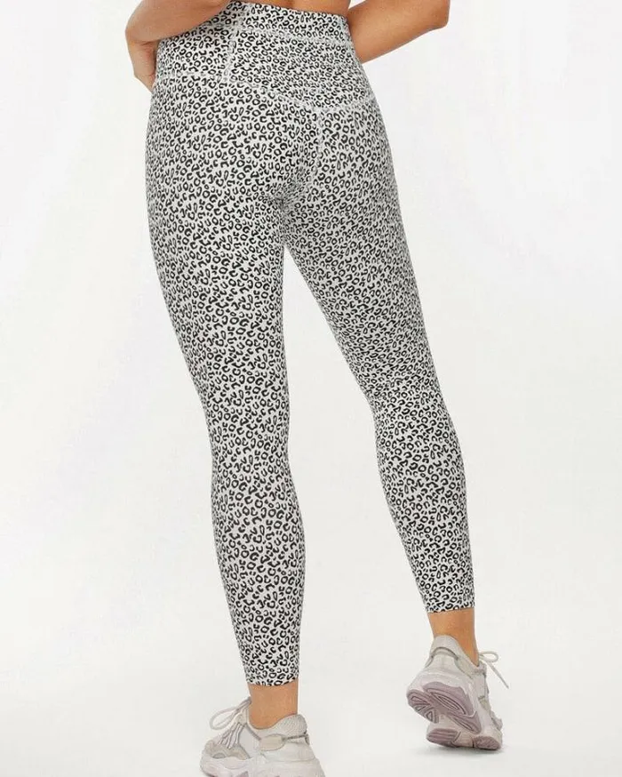 Women LORNA JANE Tights And Leggings Micro Leopard Core Stability Ankle Biter Leggings Micro Leopard Print