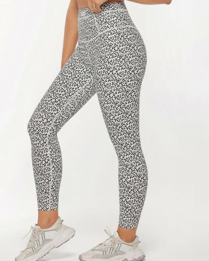 Women LORNA JANE Tights And Leggings Micro Leopard Core Stability Ankle Biter Leggings Micro Leopard Print