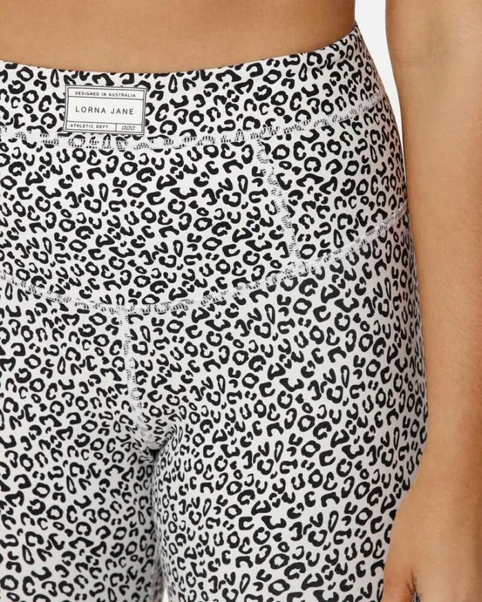 Women LORNA JANE Tights And Leggings Micro Leopard Core Stability Ankle Biter Leggings Micro Leopard Print