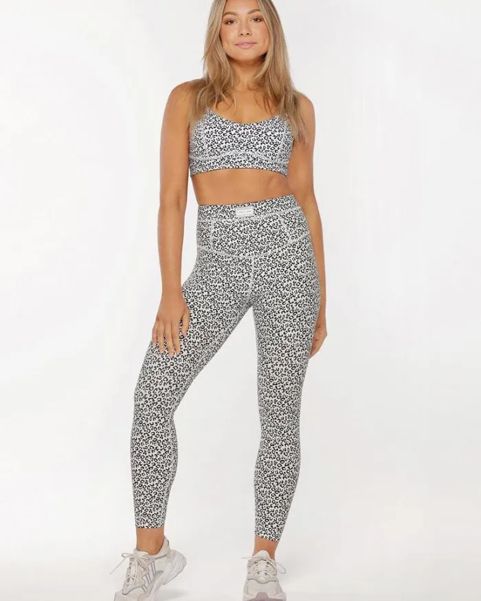 Women LORNA JANE Tights And Leggings Micro Leopard Core Stability Ankle Biter Leggings Micro Leopard Print