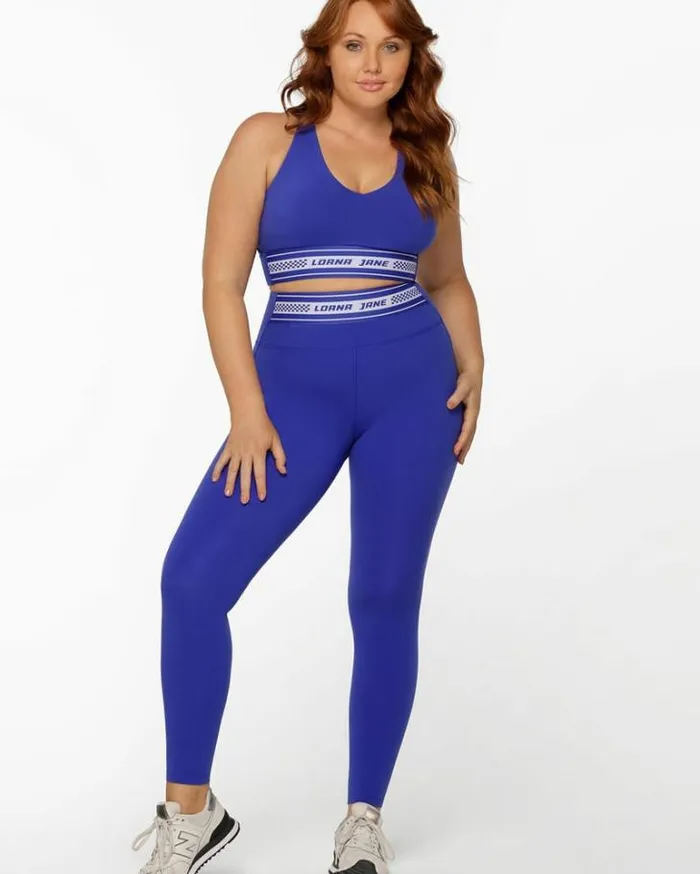 Women LORNA JANE Tights And Leggings Qualify No Chafe Full Length Leggings Magnetic Blue