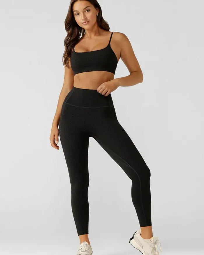 Women LORNA JANE Tights And Leggings Refine No Ride Ankle Biter Leggings Black Monogram Print