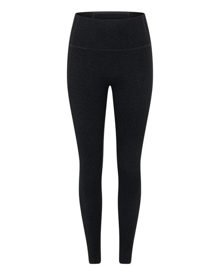Women LORNA JANE Tights And Leggings Refine No Ride Ankle Biter Leggings Black Monogram Print