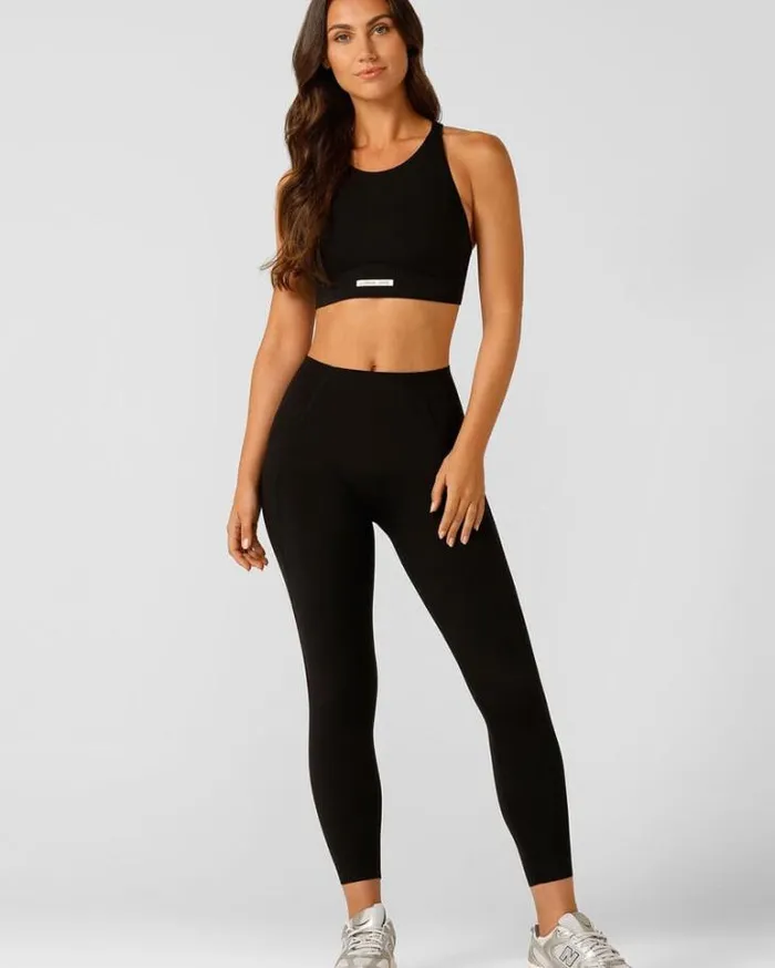 Women LORNA JANE Tights And Leggings Sculpt And Support No Ride Ankle Biter Leggings Black