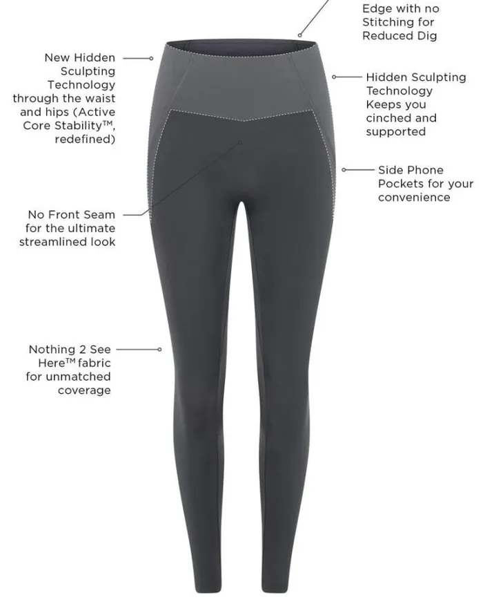 Women LORNA JANE Tights And Leggings Sculpt And Support No Ride Ankle Biter Leggings Titanium