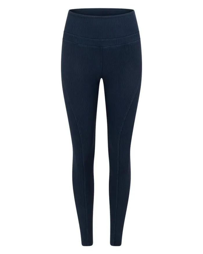 Women LORNA JANE Tights And Leggings Stride Washed Rib Ankle Biter Leggings Washed Pale Indigo