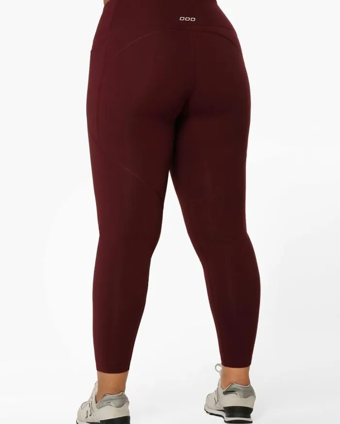 Women LORNA JANE Tights And Leggings Ultra Amy Thermal Tech Full Length Leggings Maroon