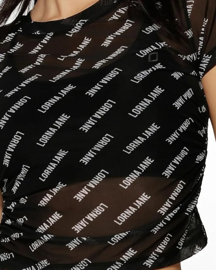 Women LORNA JANE Tops Active Mesh Tee Black