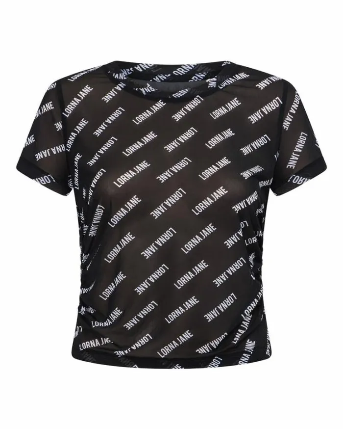 Women LORNA JANE Tops Active Mesh Tee Black
