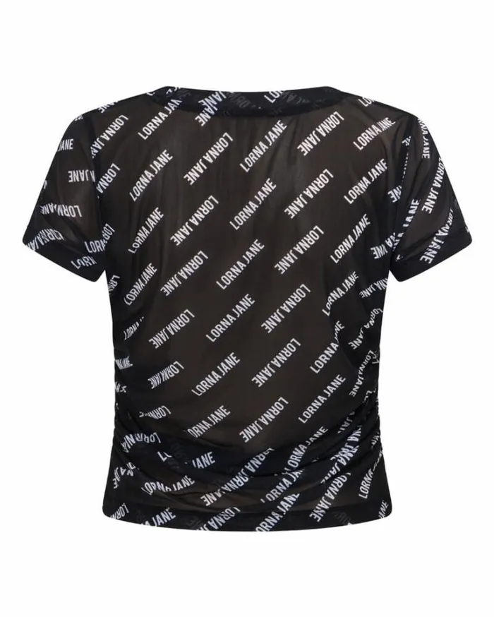 Women LORNA JANE Tops Active Mesh Tee Black