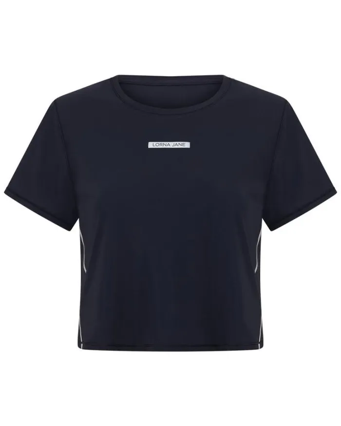 Women LORNA JANE Tops Cropped All Hours Active Tee Midnight Blue