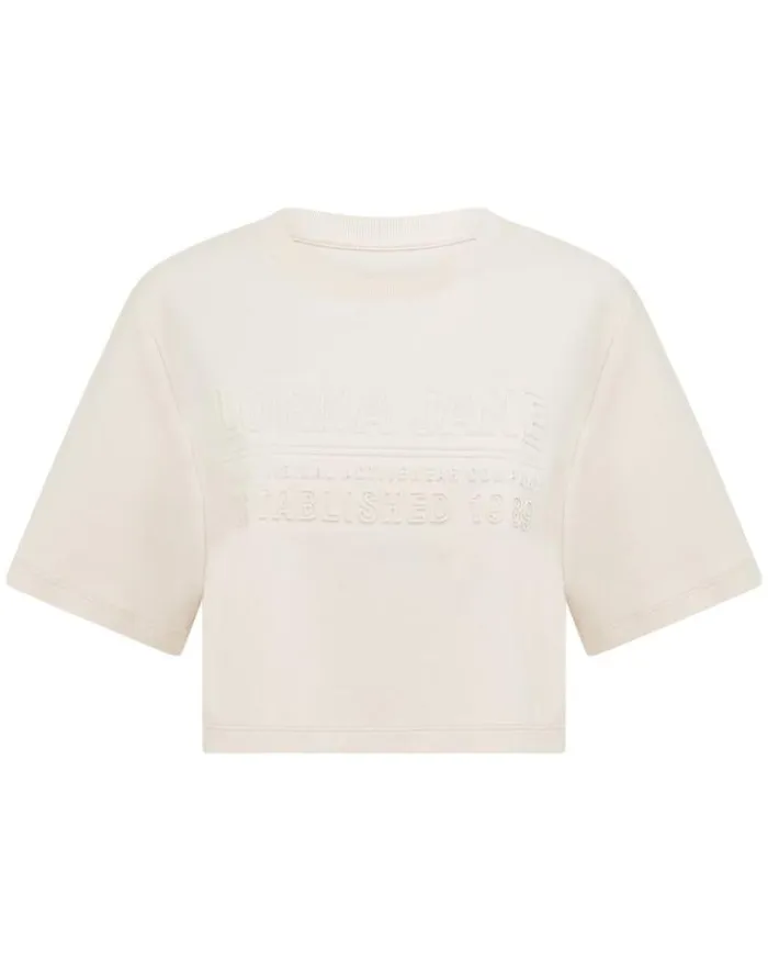 Women LORNA JANE Tops Essential Cropped Tee Ivory