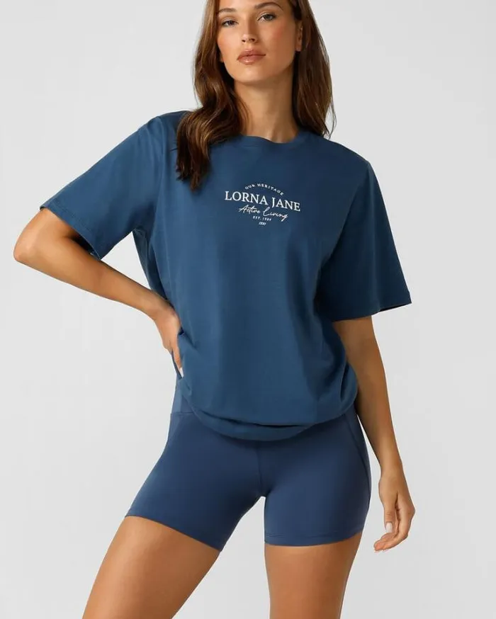 Women LORNA JANE Tops Feel Good Transdry Relaxed Tee Academy Blue